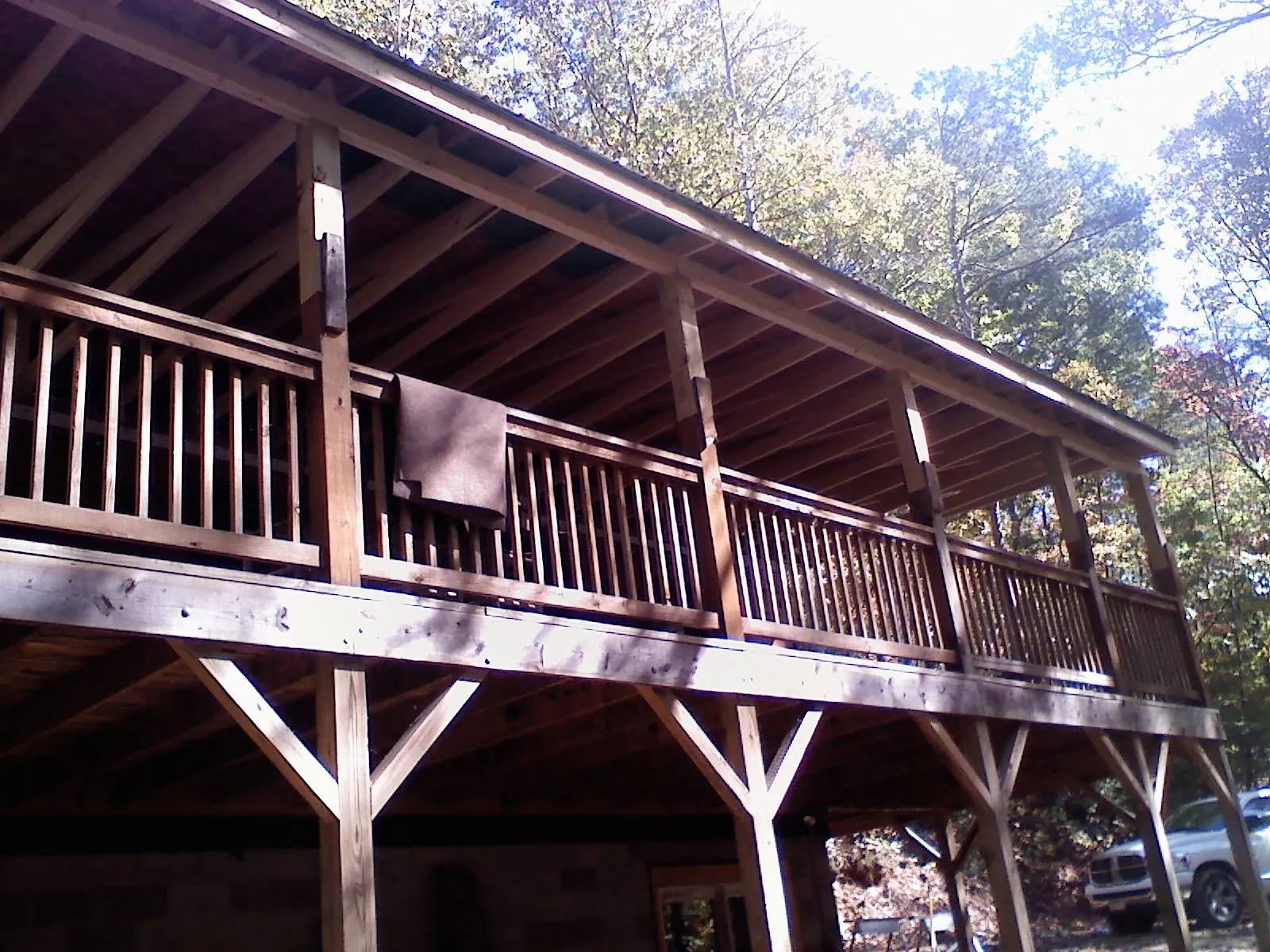 Timber framing under a new elevated porch and deck — Roof Leak Repair in Streetsboro by Roofing Brothers
