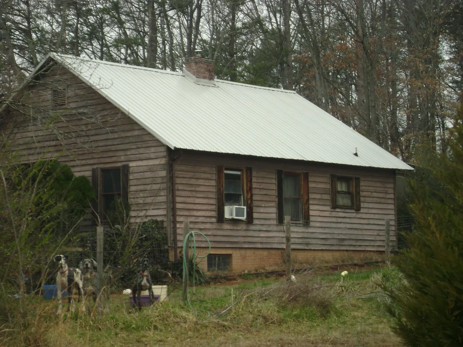 White metal roof on an old wood sided farmhouse, from a Asphalt Shingle Roof Repair job in Streetsboro